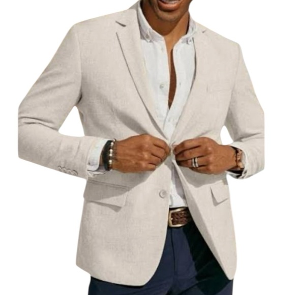 Farah Sport Coat Cream / Natural Size 42 L Two Button Woven Off White Sport Coat - Picture 1 of 12